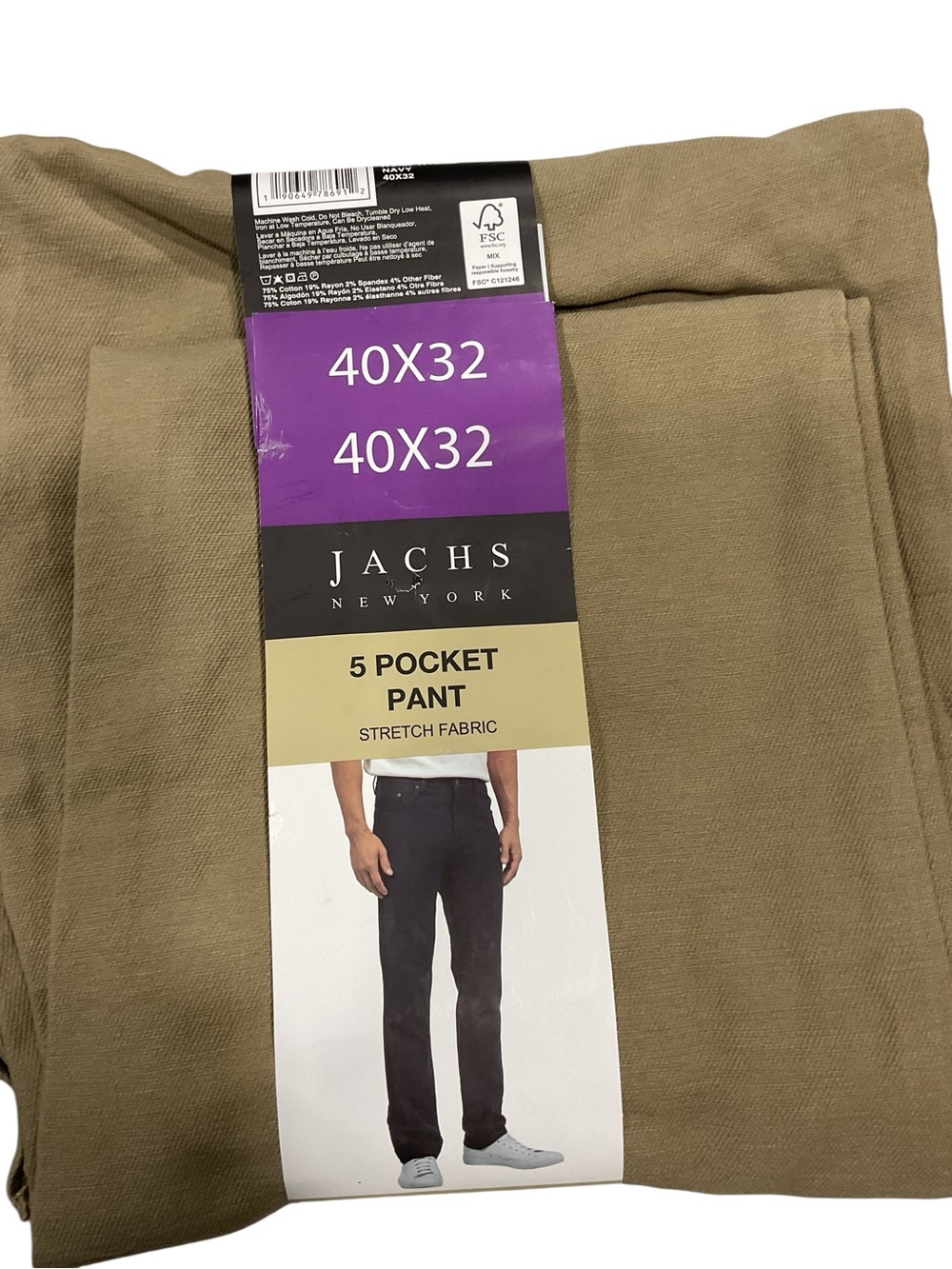 Jachs New York Men’s 5-Pocket Stretch Pants - Khaki (40x32)